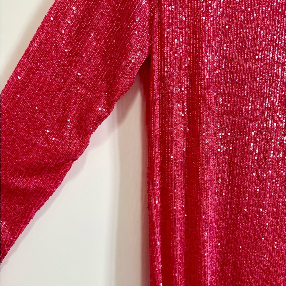FREE PEOPLE Gold Rush Long Sleeve / Hot Pink Combo Party Club Cocktail Blacktie - Picture 10 of 13